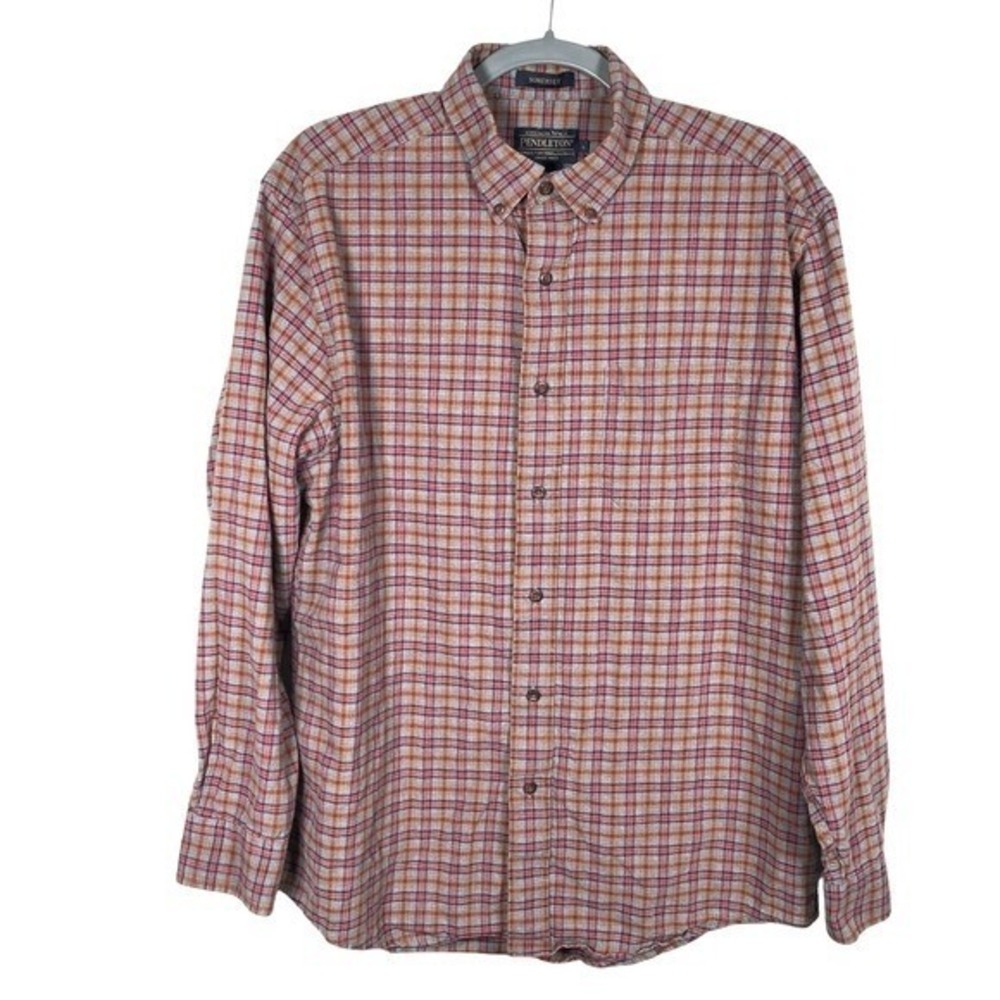 Pendleton Somerset Shirt Mens Large Cotton Wool Plaid Long Sleeve Button Down